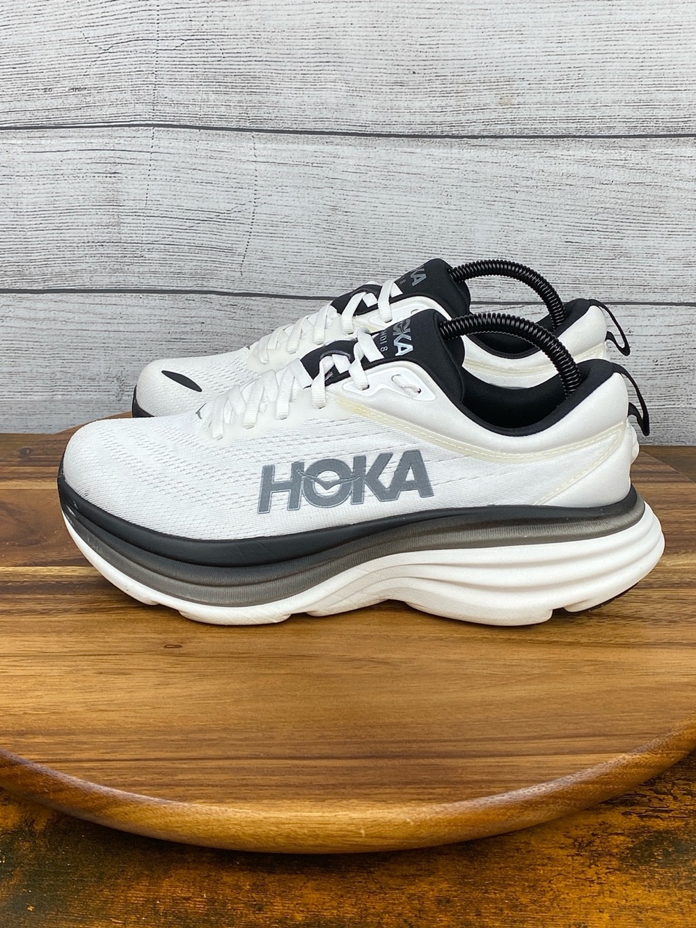 HOKA One One Bondi 8 White Black Running Shoe Men’s Sneaker Size 8 D